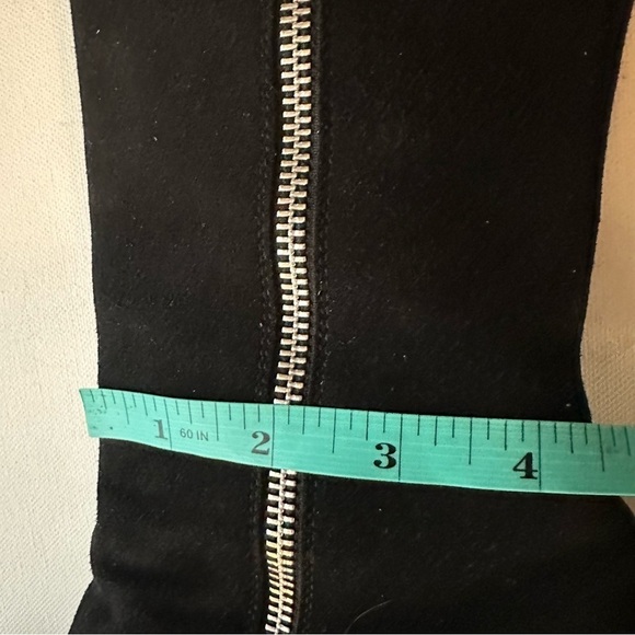 Italian High Heel Suede Boots Womens 38.5 | 7.5 Black Suede Luxury - Picture 12 of 16